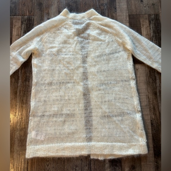 Allsaints Ivory Cole Wool Mohair Blend Open Knit Long Cardigan Size Medium - Picture 5 of 6